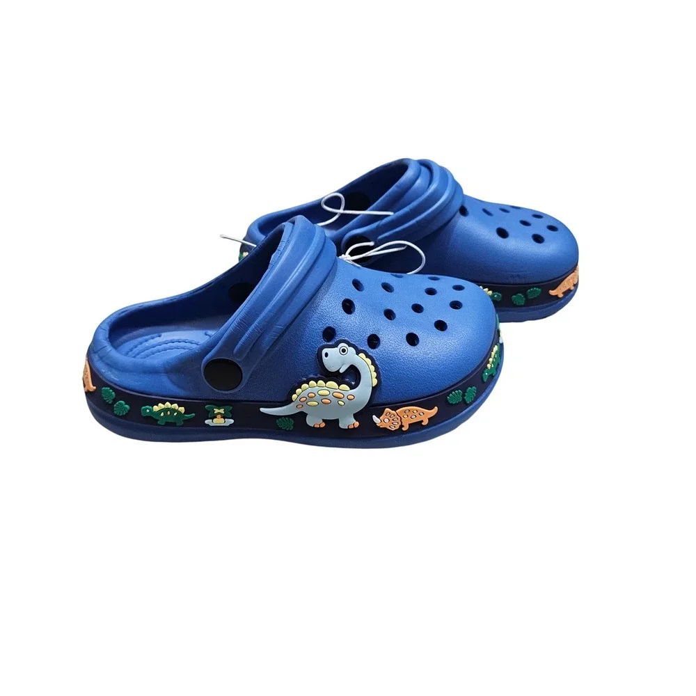 Dinosaur Clogs Kids EU 28 10-11.5K Blue Slip On Foam Water Shoes Jurassic Theme